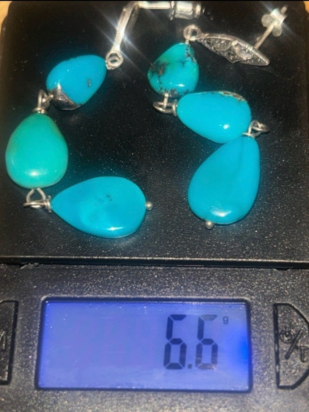 Gorgeous Native American Navajo Turquoise Marcasite Sterling 925 Drop Earrings - Picture 16 of 16